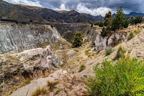 Diverse central landscape with mountains of valleys and canyons in South America of Ecuador