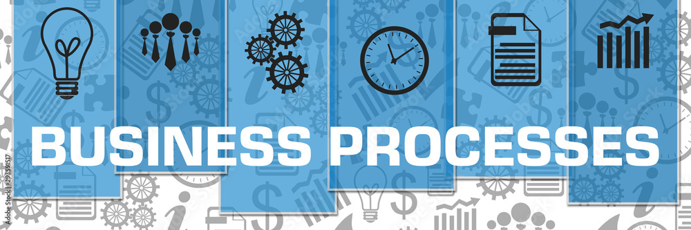 Business Processes Business Symbols Grey Texture Blue Stripes Business Processes Business Symbols Grey Texture Blue Stripes