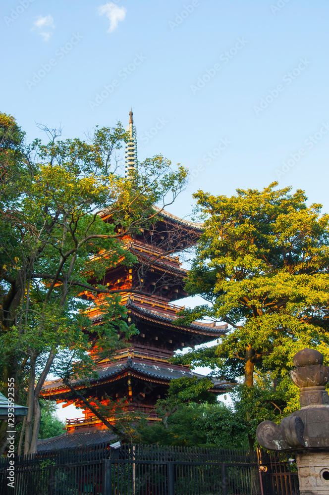 Tokyo, Japan, the famous landmark of Ueno Toshogu, the fivestoried