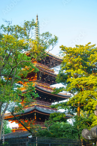 Tokyo, Japan, the famous landmark of Ueno Toshogu, the five-storied pagoda of Kuanyong Temple