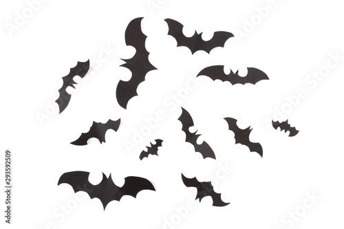 Halloween paper decorations on white  background. Halloween concept. Flat lay  top view  copy space - Image