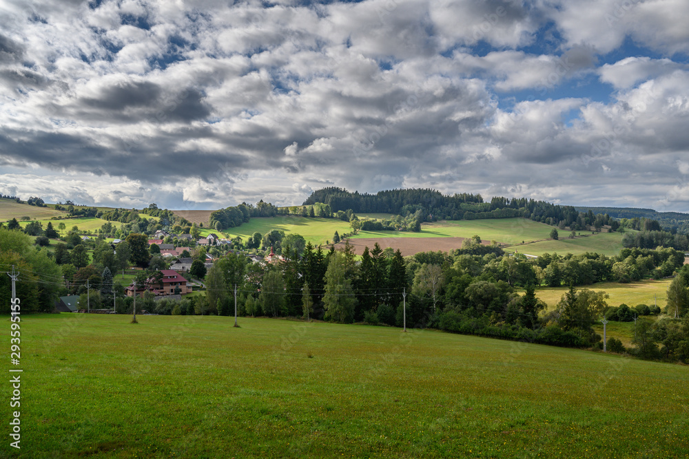 Beautiful diverse green landscape of the Czech Republic region Vysocina