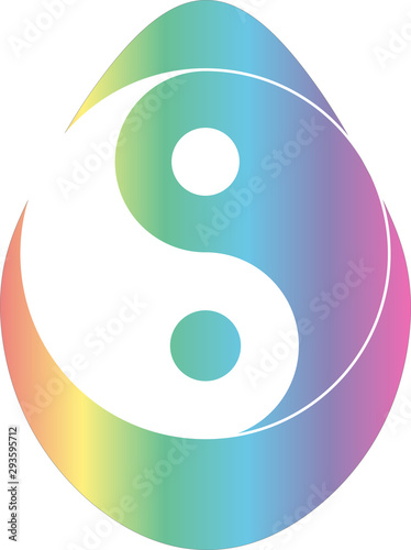Yin Yang Icon Symbol in farbe bunt mit Hintergrund Struktur in Farbe als Emblem oder Zeichen