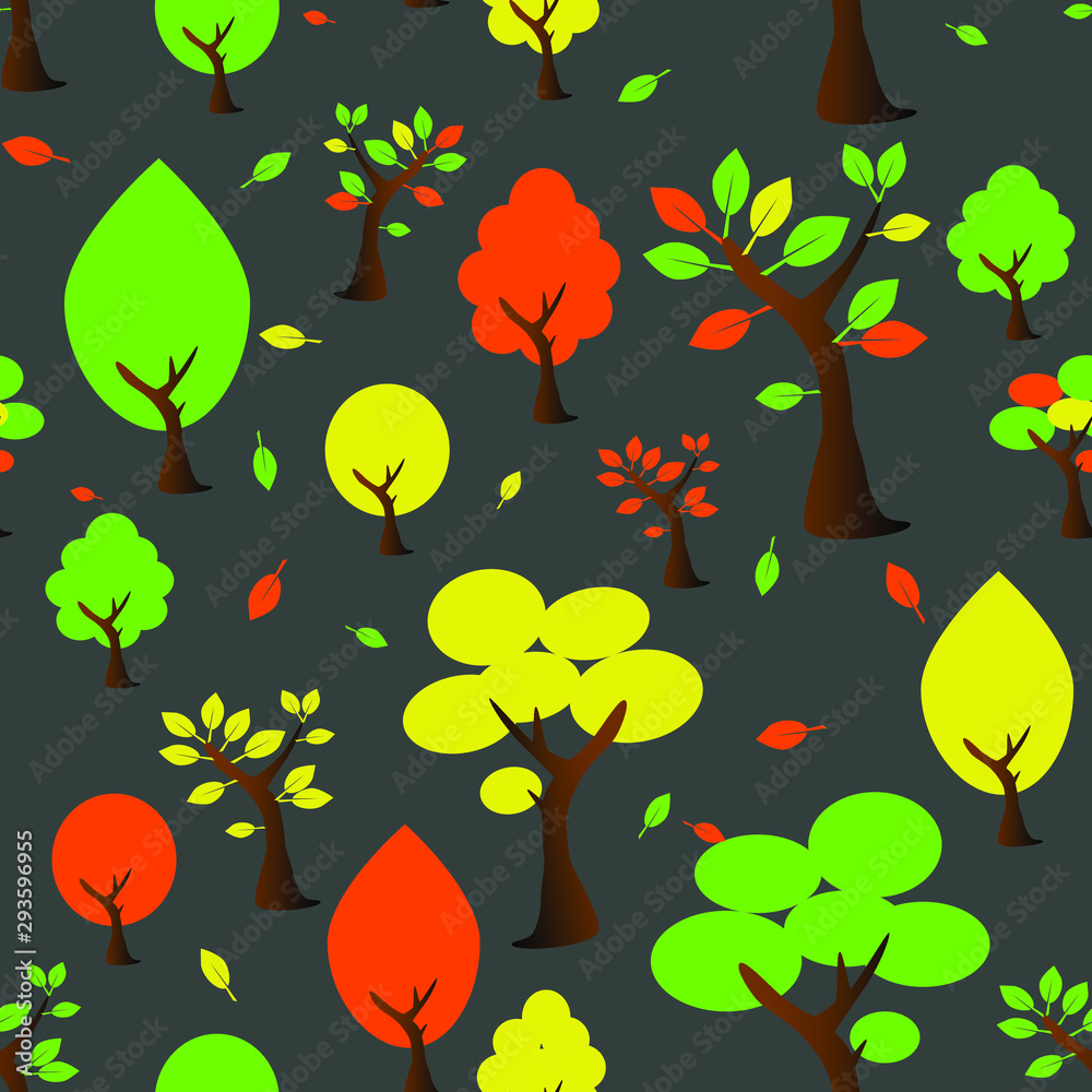  Autumn summer patern tree vector
