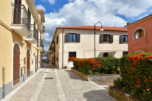 The small square of an old town in the Campania region of Italy