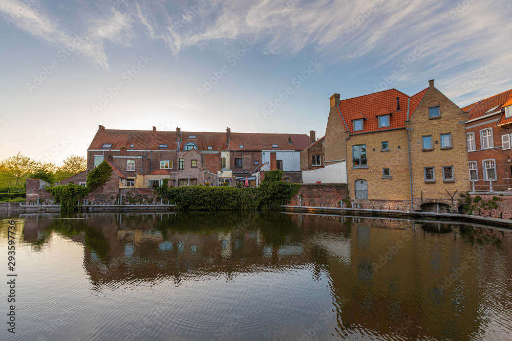 Obraz premium Romantic houses along the river canal in the old city of Europe