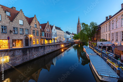 Romantic houses along the river canal in the old city of Europe © A_Skorobogatova