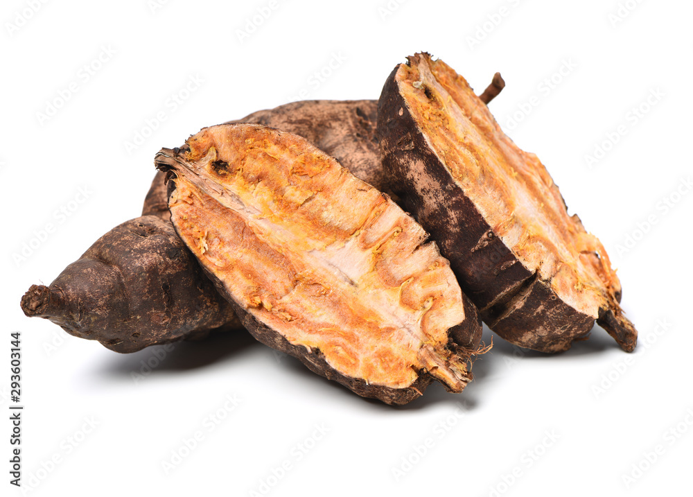 The Chinese medicine Polygonum multiflorum on white background