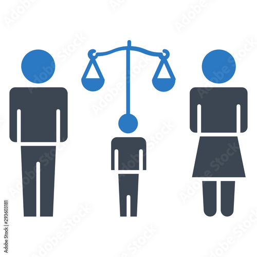 Family relationship lawyer, child Custody and Paternity law Vector Icon