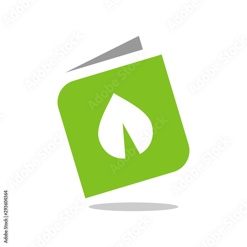 Book and Leaf Logo Template, Eco Book Symbol, Nature Book Vector Icon Design