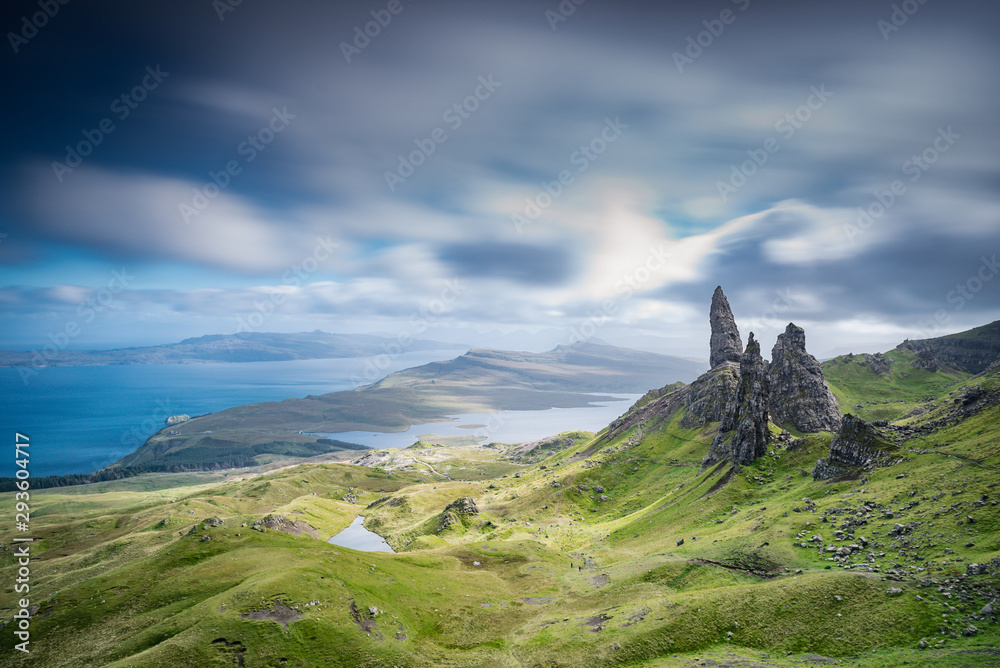Landscape view across the old man of storr, skye, scotland