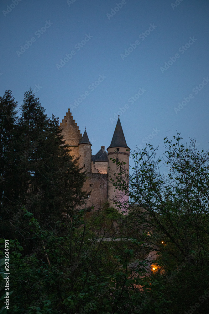 Fototapeta premium Vianden castle at night. Luxembourg