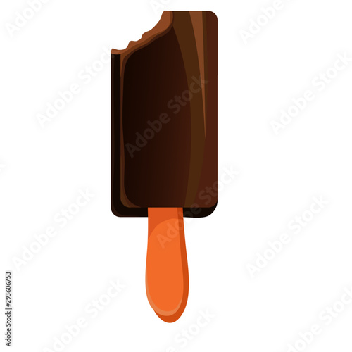 Bitten Chocolate Ice Cream - Cartoon Vector Image