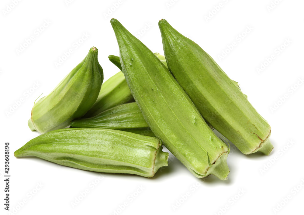 Fresh young okra isolated on white background Fresh young okra isolated on white background