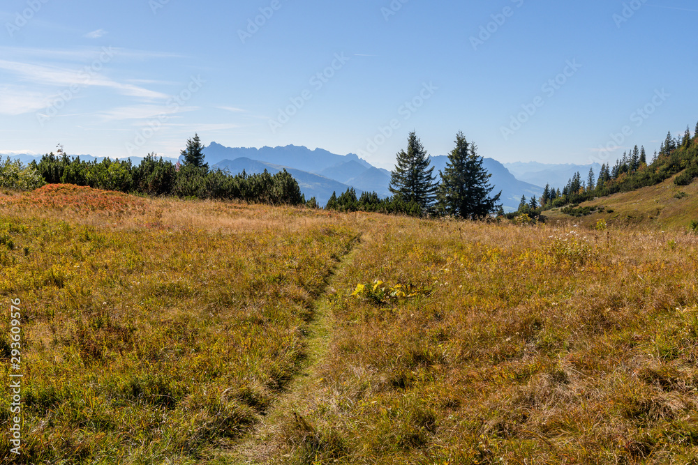 Bergpanorama im Herbst, Blick vomn der Hörndlwand