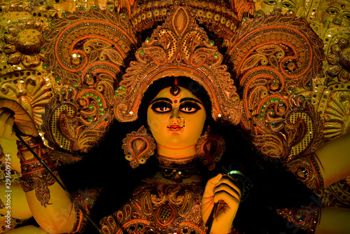 A idol of goddess Durga in the Durga puja festival