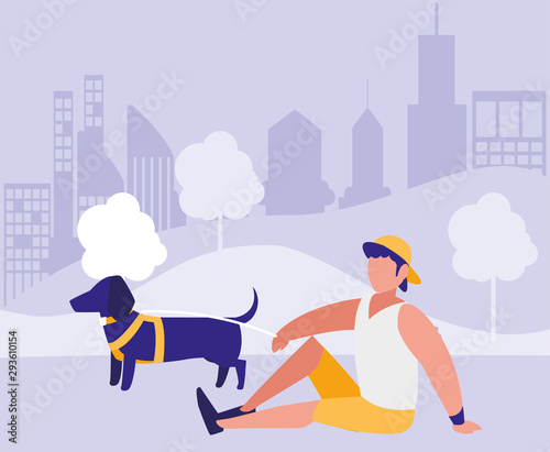 Man in park vector design