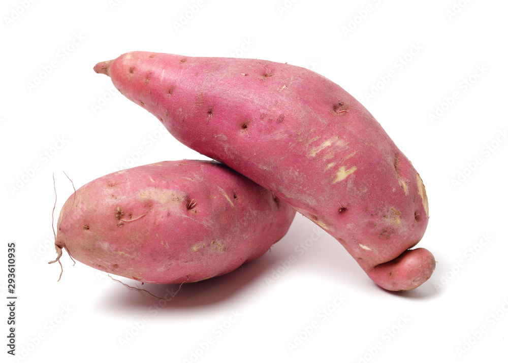 sweet potatoes on the white background