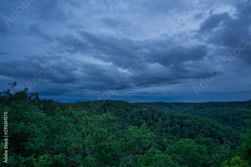 storm clouds over forest