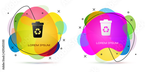 Color Recycle bin with recycle symbol icon isolated on white background. Trash can icon. Garbage bin sign. Recycle basket sign. Abstract banner with liquid shapes. Vector Illustration