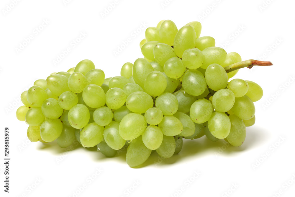 Green grapes on white background