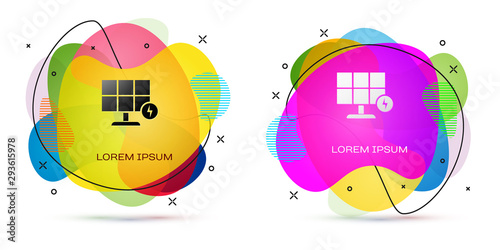 Color Solar energy panel icon isolated on white background. Abstract banner with liquid shapes. Vector Illustration