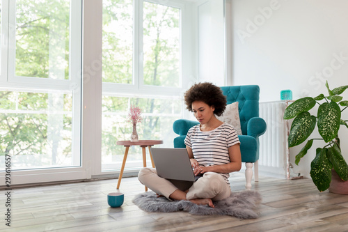 Female freelancer working from home photo