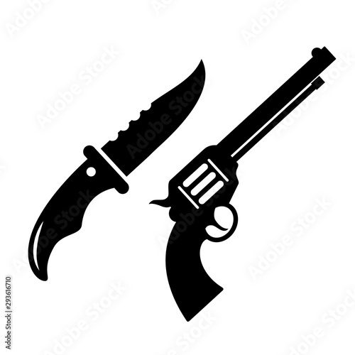 Weapon knife and gun vector icon