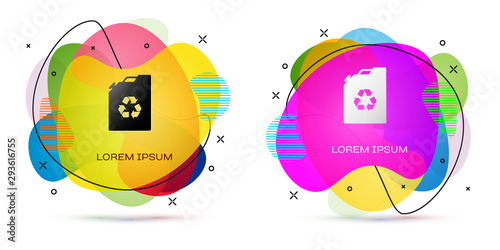 Color Eco fuel canister icon isolated on white background. Eco bio and barrel. Green environment and recycle. Abstract banner with liquid shapes. Vector Illustration