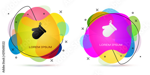 Color Oven glove icon isolated on white background. Kitchen potholder sign. Cooking glove. Abstract banner with liquid shapes. Vector Illustration
