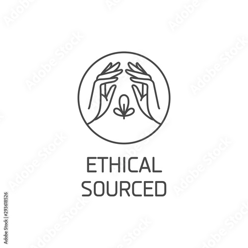 Vector logo, badge or icon for natural and organic products. Eco safe sign design. Ethical sourced sign.