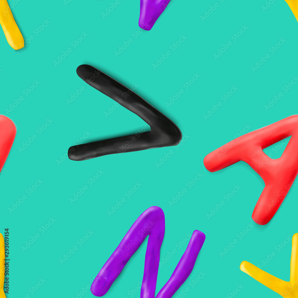 Seamless pattern with alphabet. Handmade modeling clay letters. Realistic 3d vector lettering background. Seamless pattern with alphabet. Handmade modeling clay letters. Realistic 3d vector lettering background.