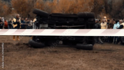 competitions, accident, car turned over, injury