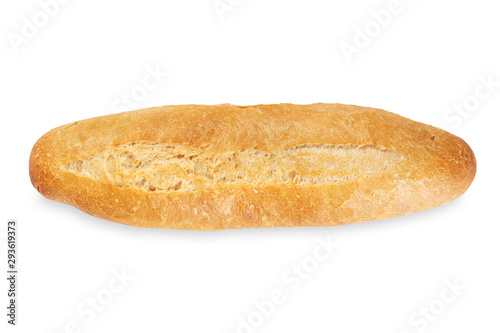 Freshly baked bread isolated on white background. Top view.