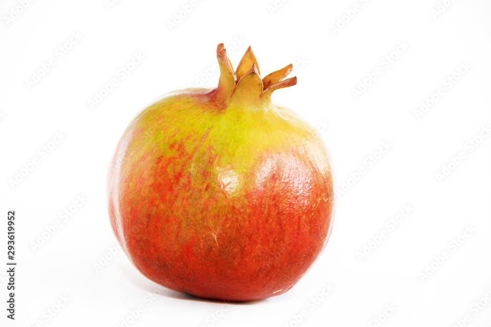 natural fresh green pomegranate fruit on a white background natural fresh green pomegranate fruit on a white background