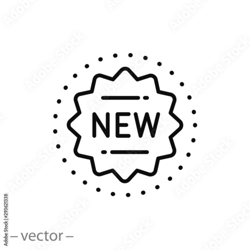 new icon, logo, stamp novelty, star seal, thin line symbol on white background - editable stroke vector illustration eps 10