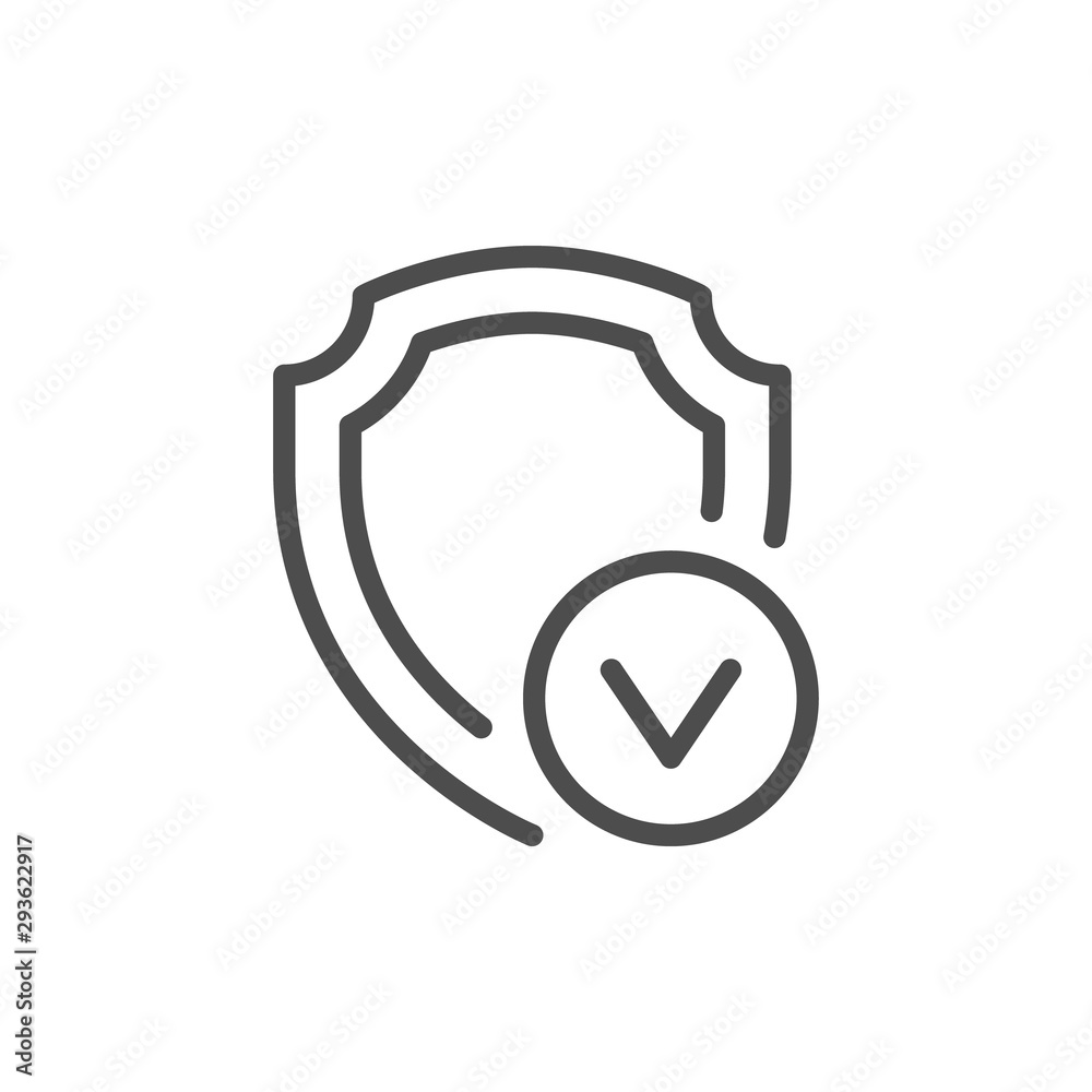 Shield and approval line icon Shield and approval line icon