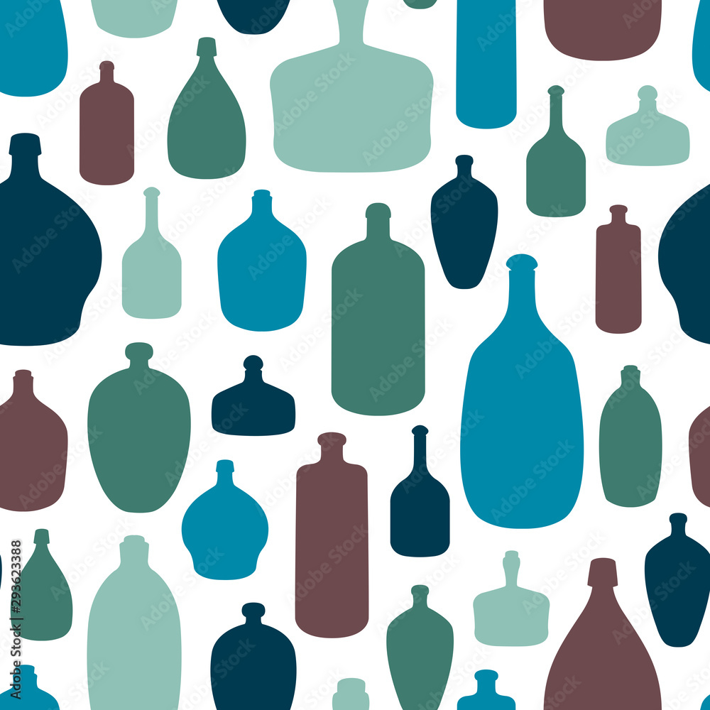 Glass bottles. Vector seamless ornament. Minimalistic style. Glass bottles. Vector seamless ornament. Minimalistic style.