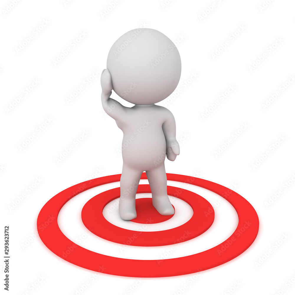 3D Character standing on red target 3D Character standing on red target