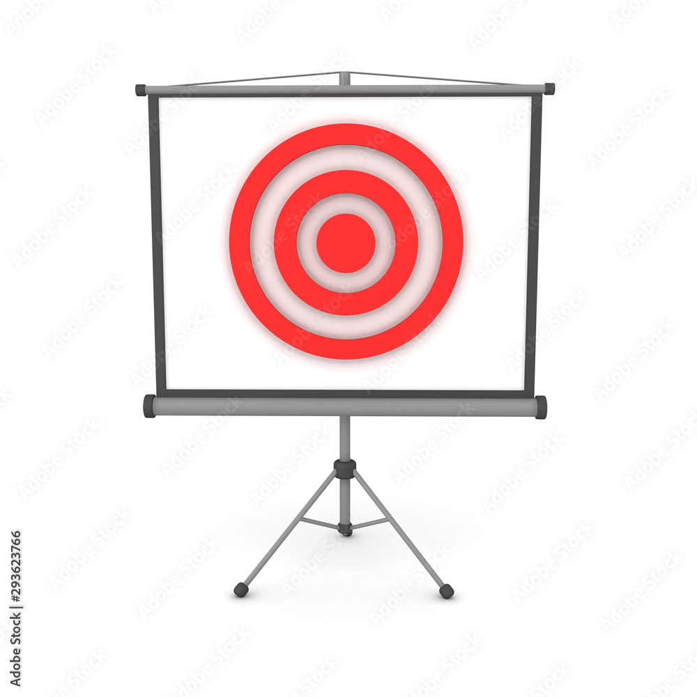 3D Red target on projector screen 3D Red target on projector screen