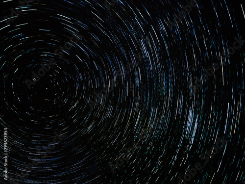 Night sky with circle star trail. Long exposure shot