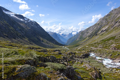 View into the wonderful mountain world in the Jostedalsbren National Park, Norway