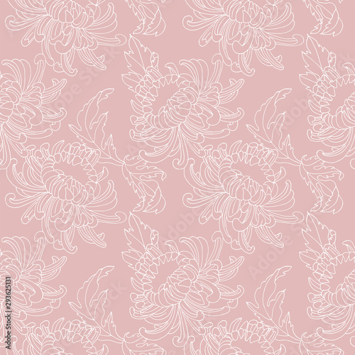 Abstract seamless pattern with leaves. Hand draw texture. Vector template.