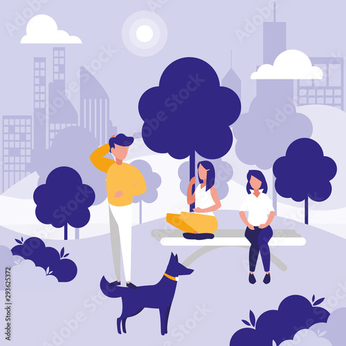 People in park vector design