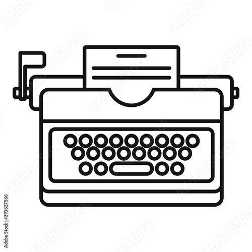 Typewriter icon. Outline typewriter vector icon for web design isolated on white background