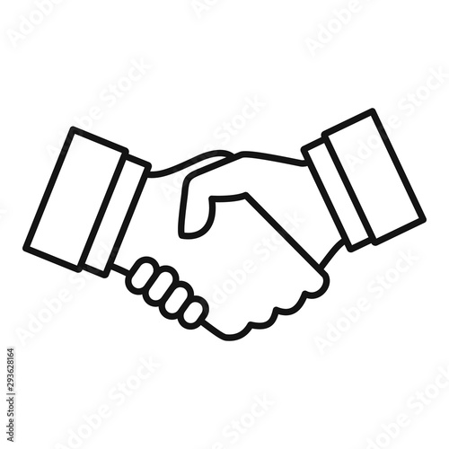 Lawyer handshake icon. Outline lawyer handshake vector icon for web design isolated on white background