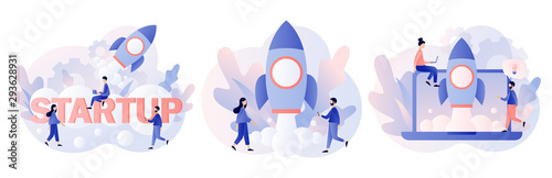 Business Start Up concept. Modern flat cartoon style. Vector illustration