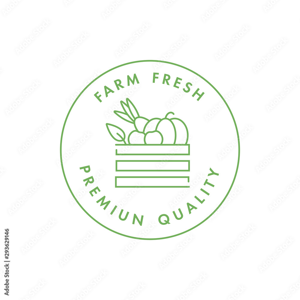 Vector logo, badge or icon for natural farm and healthy products. Symbol of buy local food. Vector logo, badge or icon for natural farm and healthy products. Symbol of buy local food.
