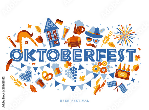 Oktoberfest flyer, banner. Beer festival logo, concept design on white background.