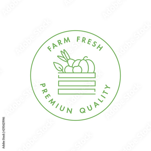 Vector logo, badge or icon for natural farm and healthy products. Symbol of buy local food.